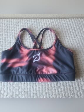 Peloton Tie-Dye Black and Pink Crossback Sports Bra Size L